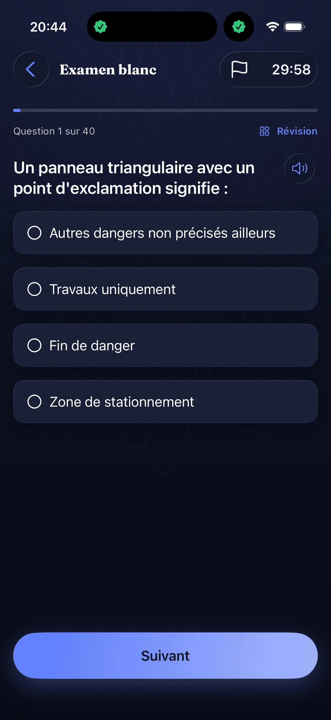 Examen blanc du Code de la route